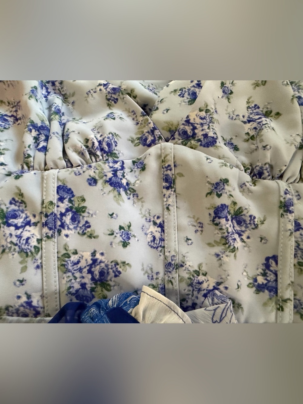 Three Pretty Women's Dresses— Hot Pink, White Floral, Blue Pattern - Picture 4 of 9